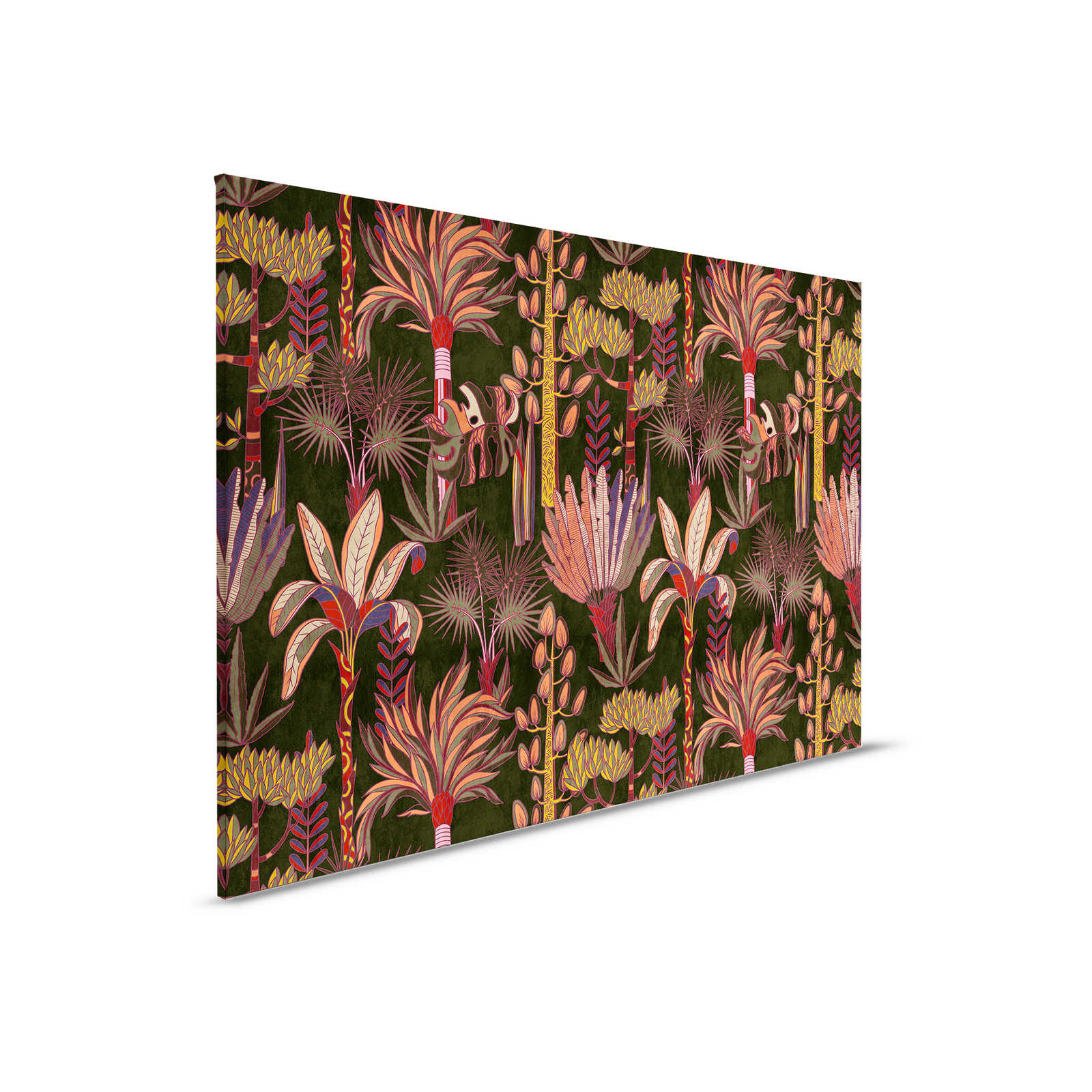         Lagos 1 - Palmen Leinwandbild bunter Grafik Stil im Textillook – 0,90 m x 0,60 m
    