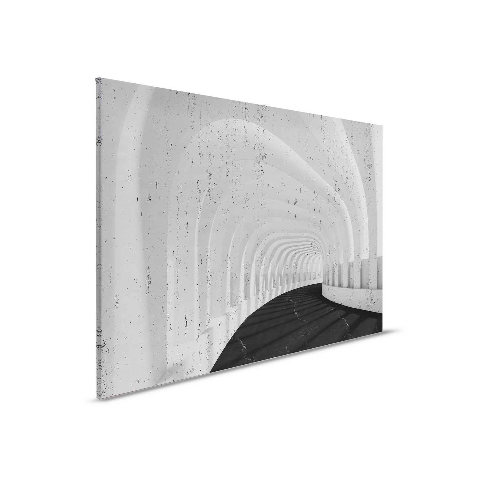         Canvas painting 3D Tunnel made of concrete with arches | grey, black - 0,90 m x 0,60 m
    