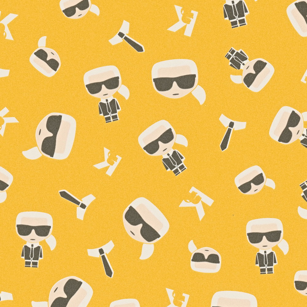             Vliestapete Karl LAGERFELD Comic Design – Gelb
        