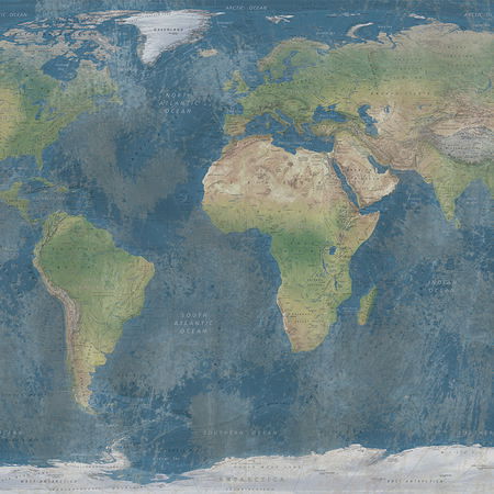         Papier peint panoramique Carte du monde aux couleurs naturelles
    