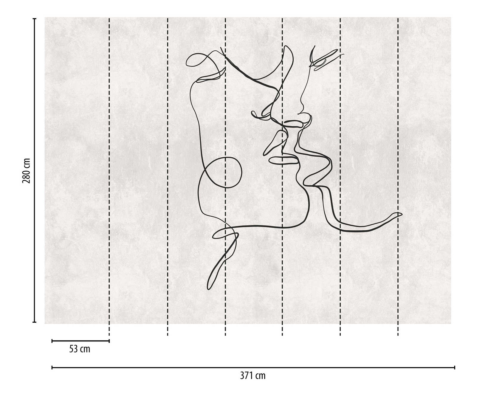             Tapeten-Neuheit – Line Art Motivtapete Kuss mit Putzoptik
        