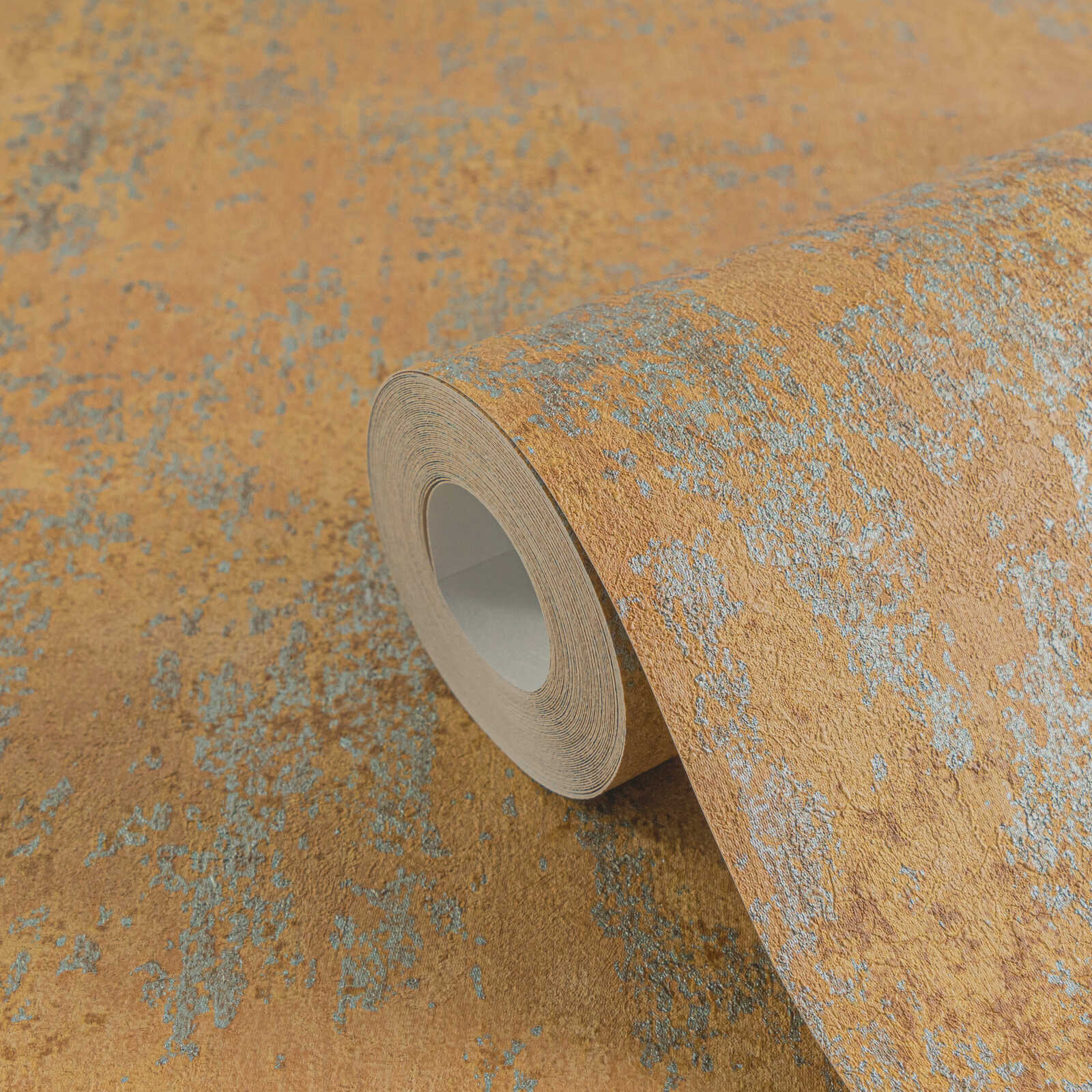             Industrial-Stil Vliestapete in Betonoptik und feiner Struktur – Braun, Orange, Grau
        