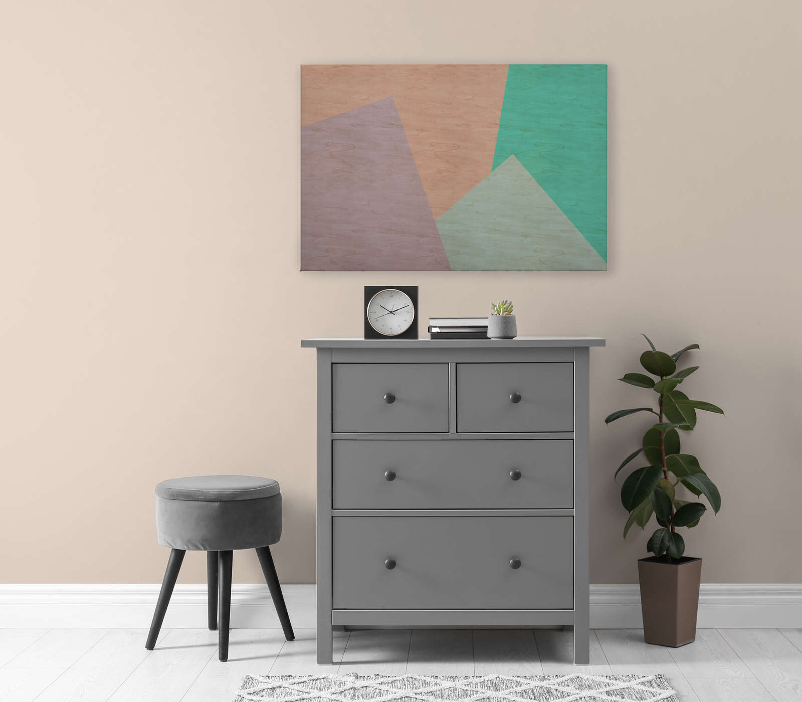             Inaly 1 - Abstraktes, buntes Leinwandbild in Sperrholz Struktur – 0,90 m x 0,60 m
        