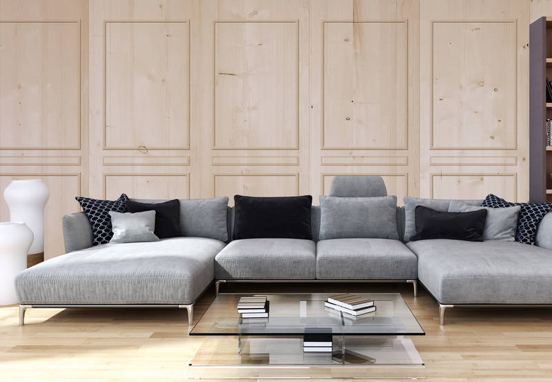wohnzimmer, sofa, ecksofa, grau, tisch