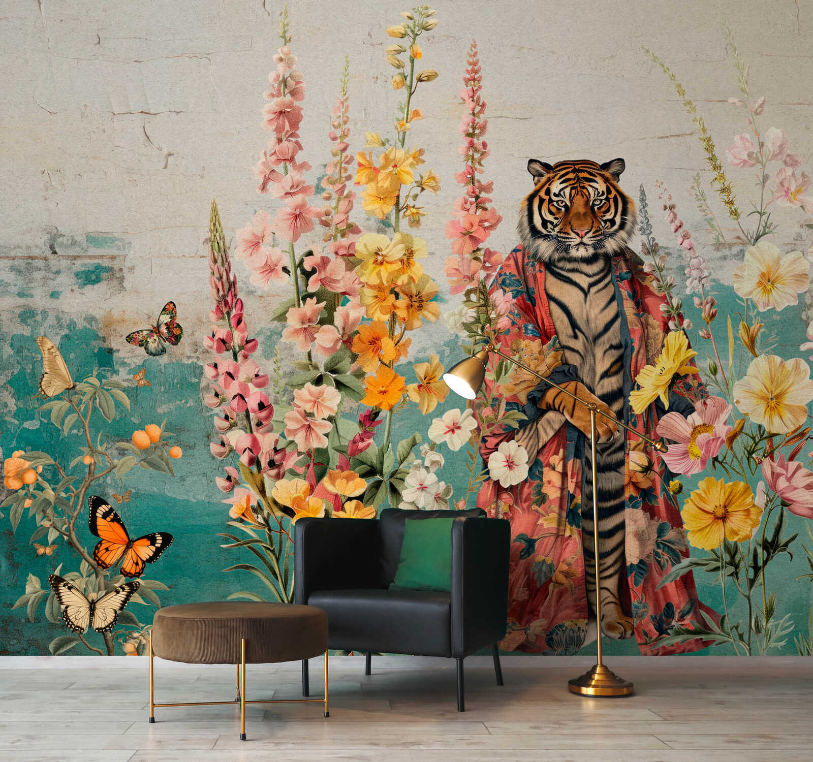 Kunst, Malerei, Tiger, Tierwelt, Mauer