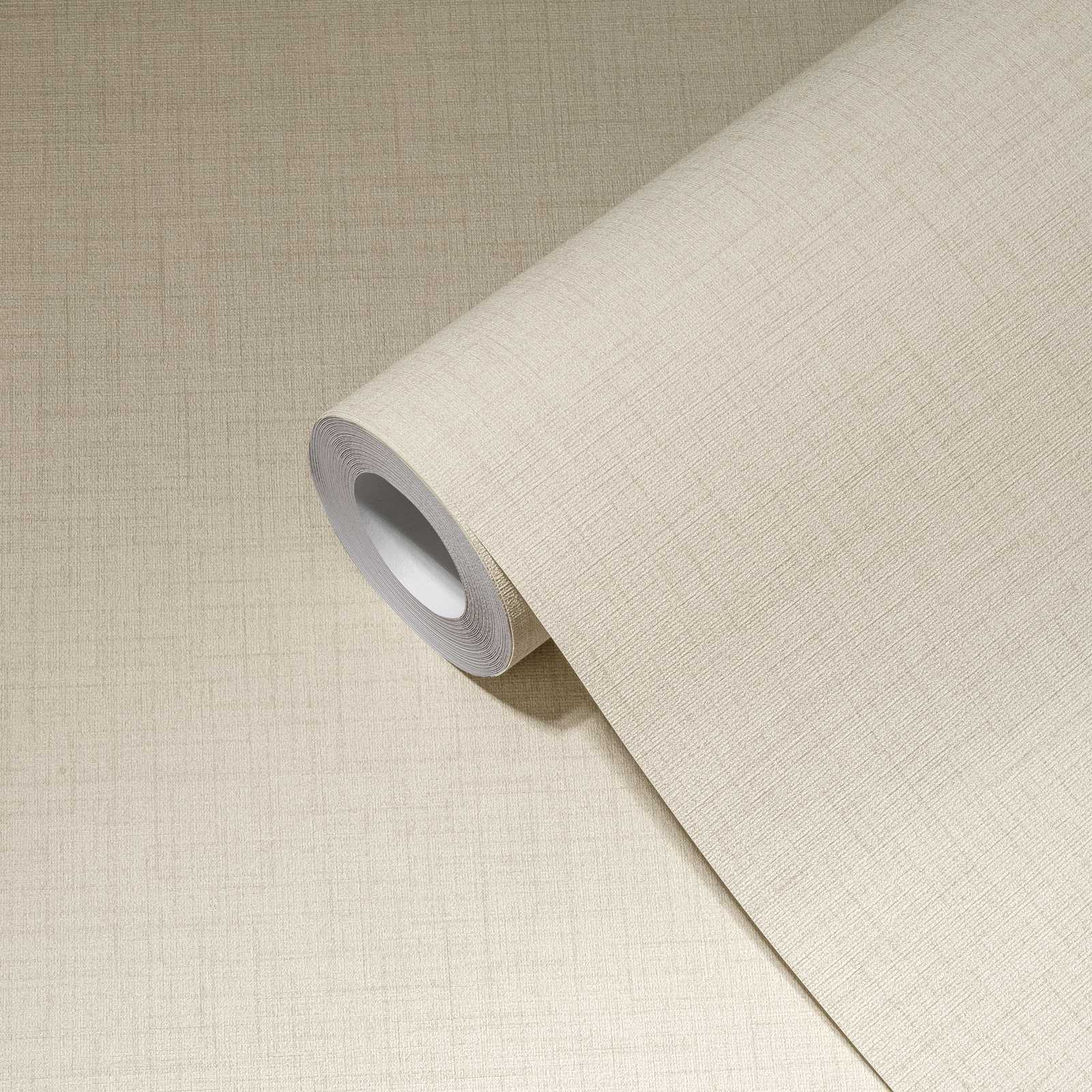 Tapete einfarbig Beige mit Textilstruktur – Grau