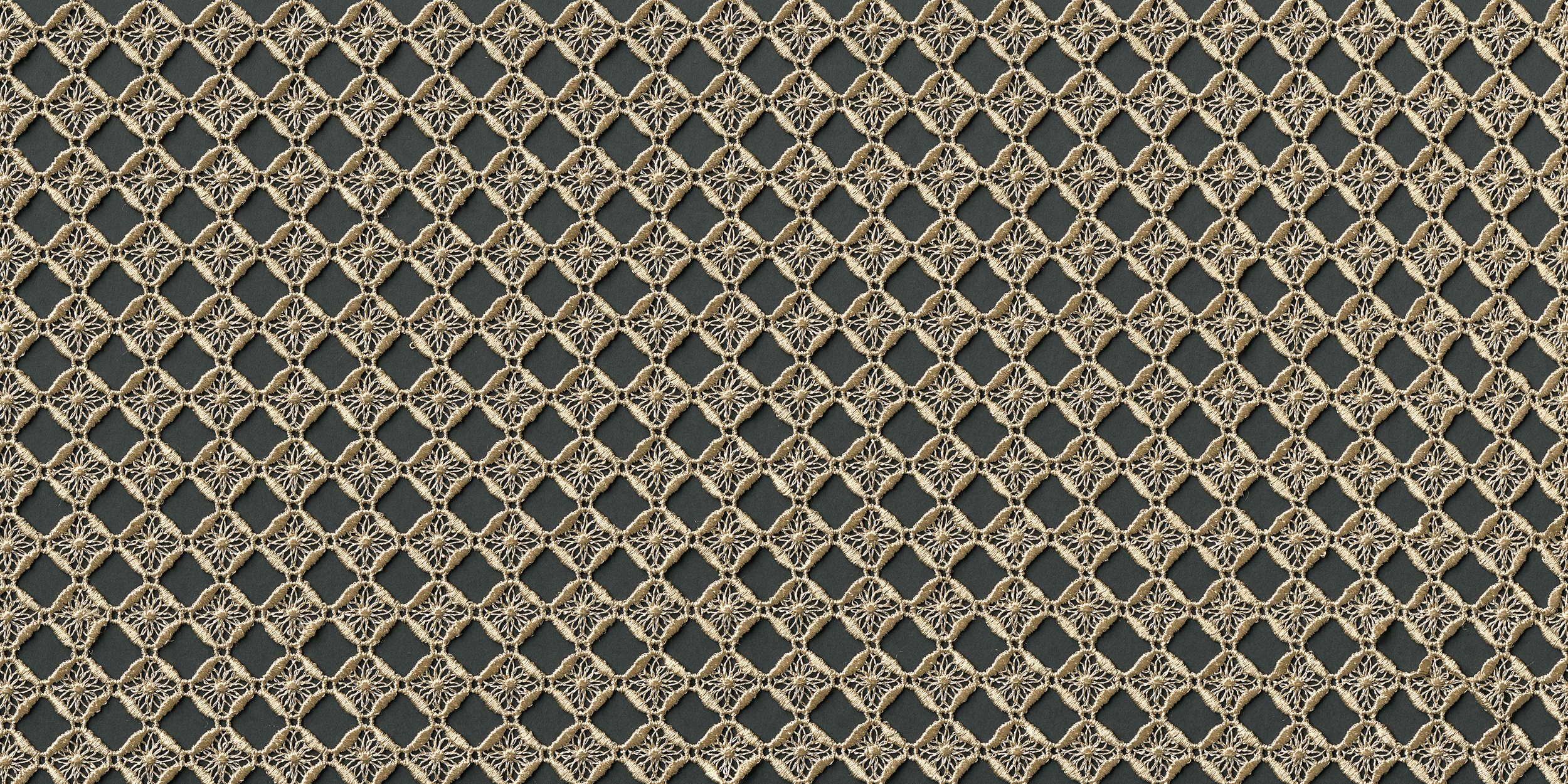             Dekorative Häkelmuster Vliestapete – Fototapete im Handmade Look – Braun, Schwarz
        