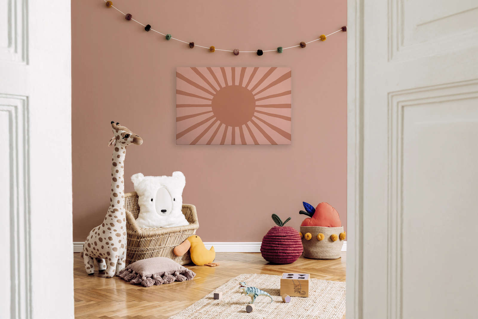 Leinwand abstrakte Sonne im gemalten Stil – 90 cm x 60 cm