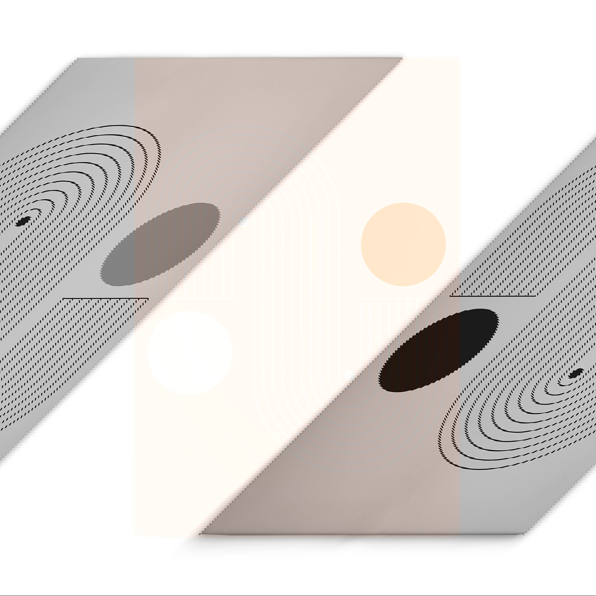             Leinwandbild - Modernes Linien-Design mit Kreisen – 30 x 45 cm - Grau, Schwarz
        