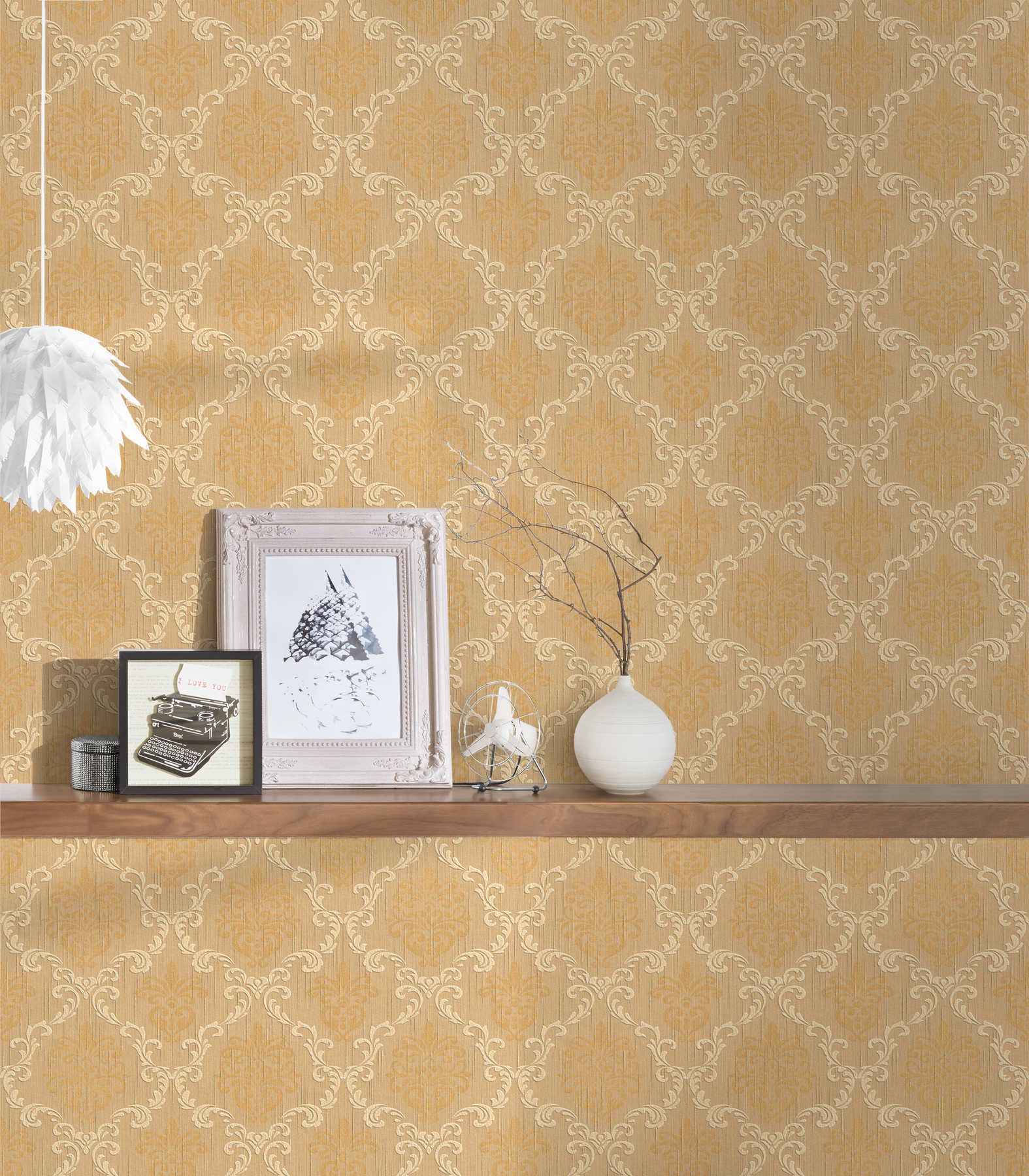             Vliestapete mit Textildesign & Ornamenten mit Struktureffekt – Beige
        