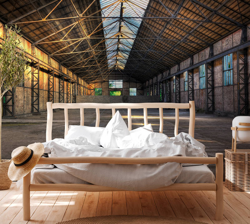             Verlaten industriële hal met 3D-effect - Grijs, Geel
        