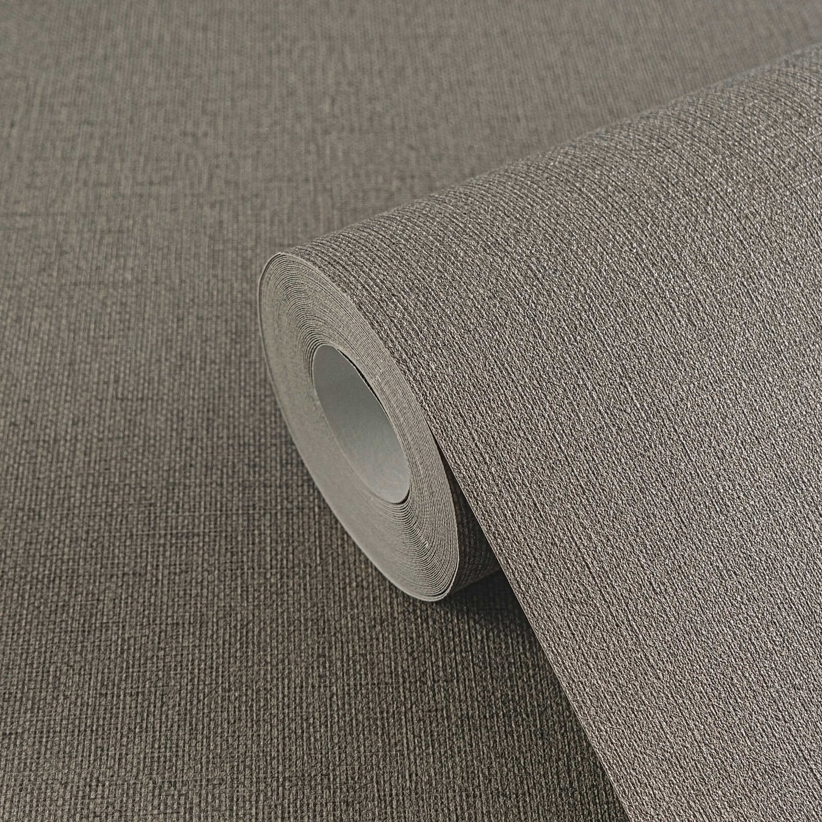 Schlichte Uni Vliestapete mit ruhiger Stoffwirkung leicht strukturiert – Grau, Braun
