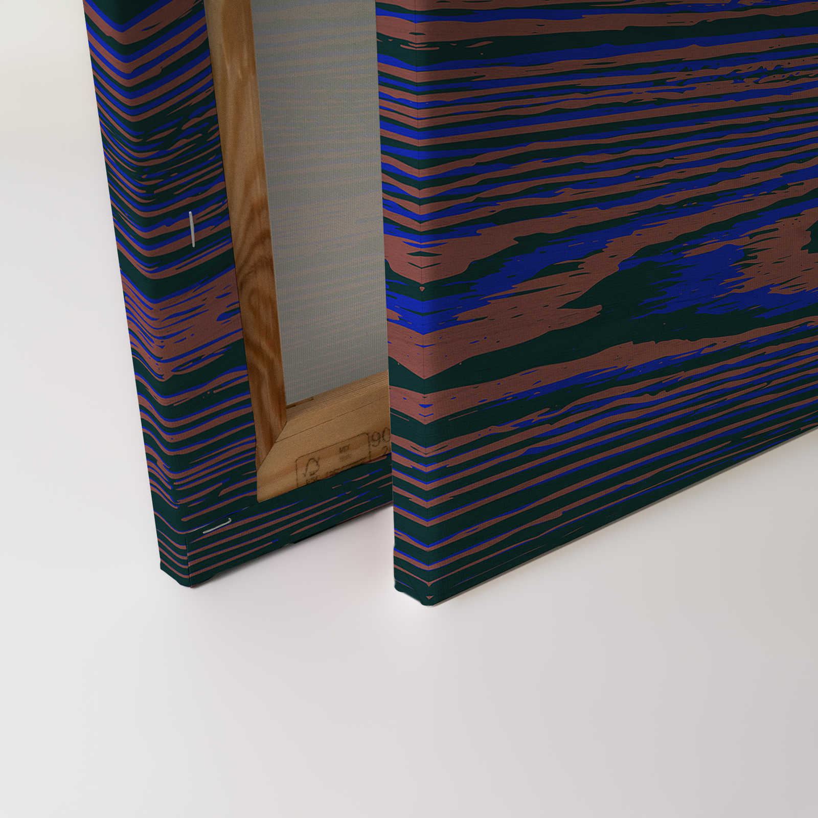             Kontiki 3 - Leinwandbild Neonfarbene Holzmaserung, Lila & Schwarz – 0,90 m x 0,60 m
        