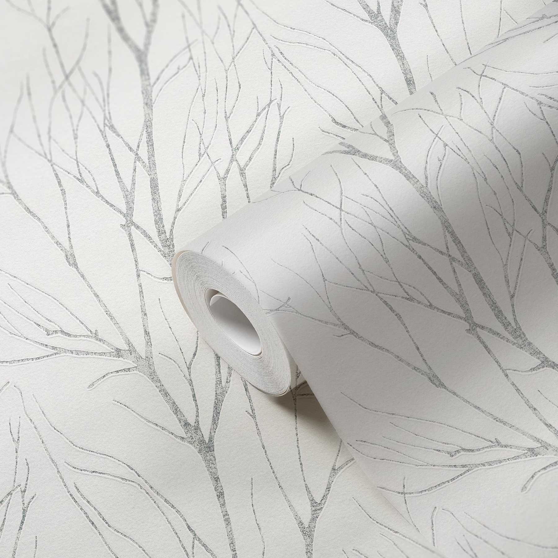             Vliestapete Baummotiv & Metallic-Effekt – Beige, Grau
        