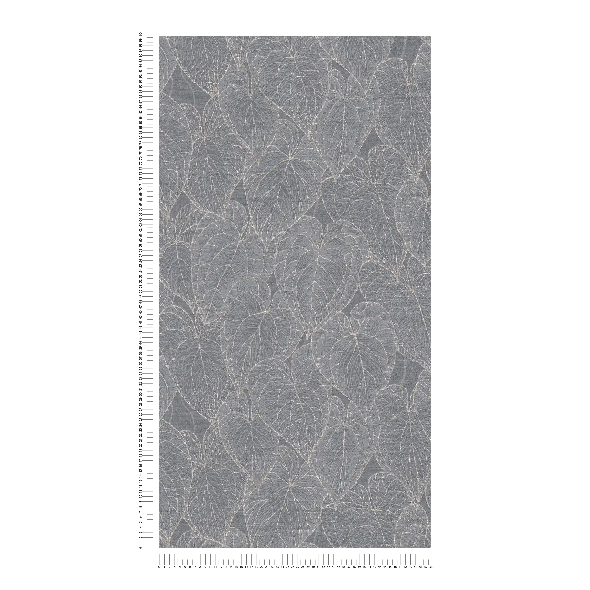 Daniel Hechter Moderne Vliestapete mit floralem Muster und metallischen Akzenten – Grau, Silber, Metallic