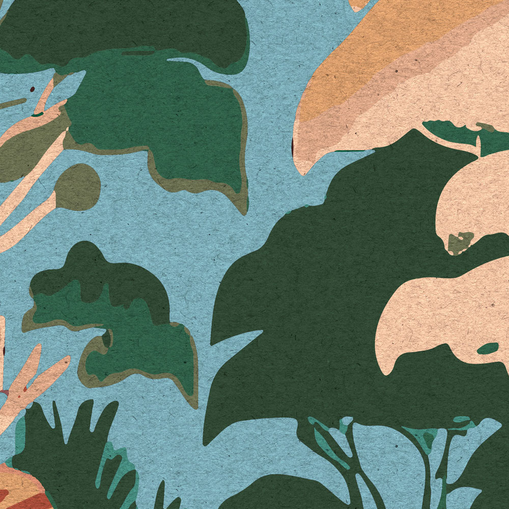 Photo wallpaper »elara« - Abstract savannah motif - Kraft paper texture ...