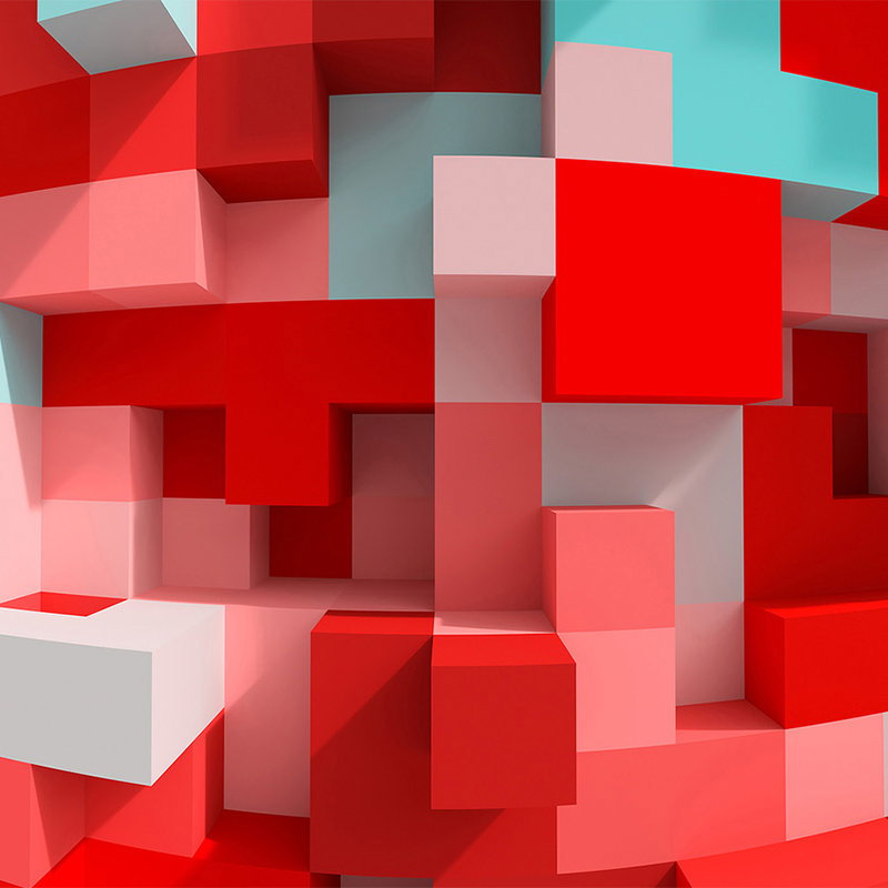 3D Würfel, Blockstruktur, rot rosa, Geometrisch, bunte Farben