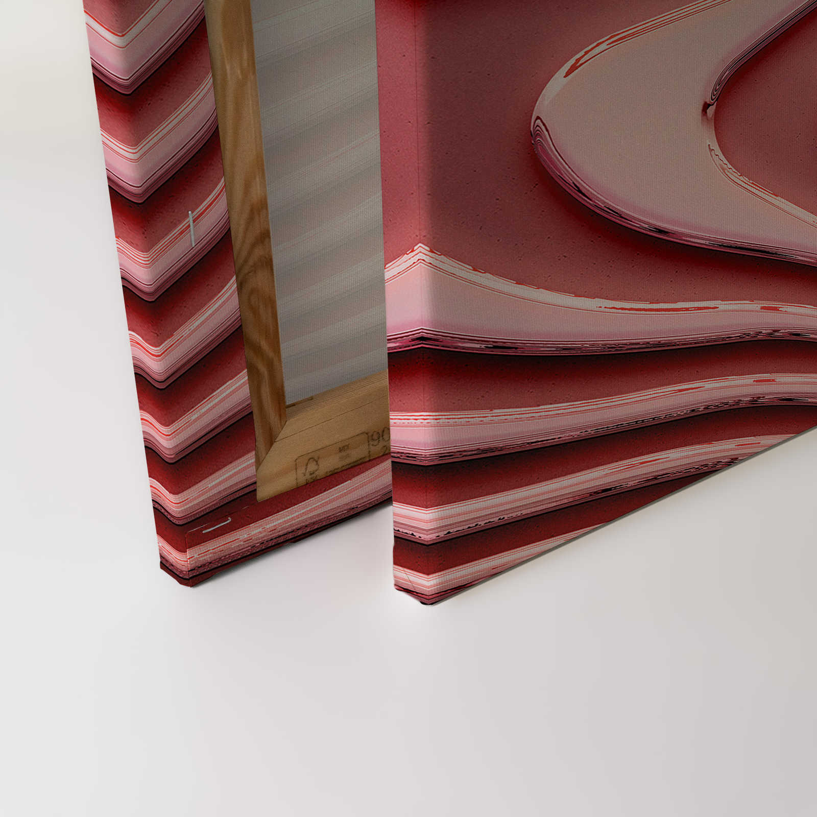            Leinwandbild mit wellenförmigen Linien und Schatten | rosa, pink – 0,90 m x 0,60 m
        
