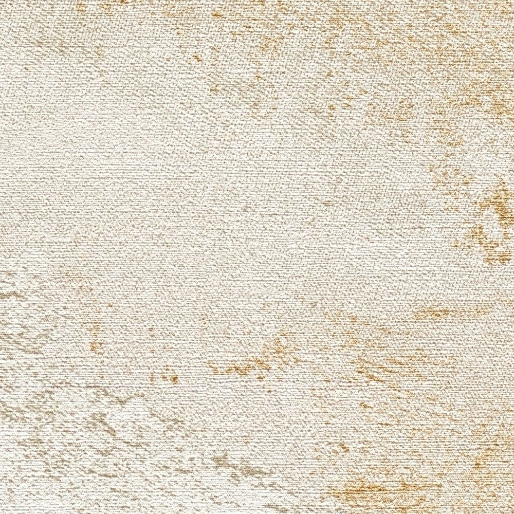             Gemütliche, einfach strukturierte Vliestapete mit natürlicher und schimmernder Wellenoptik – Creme, Grün, Gold
        