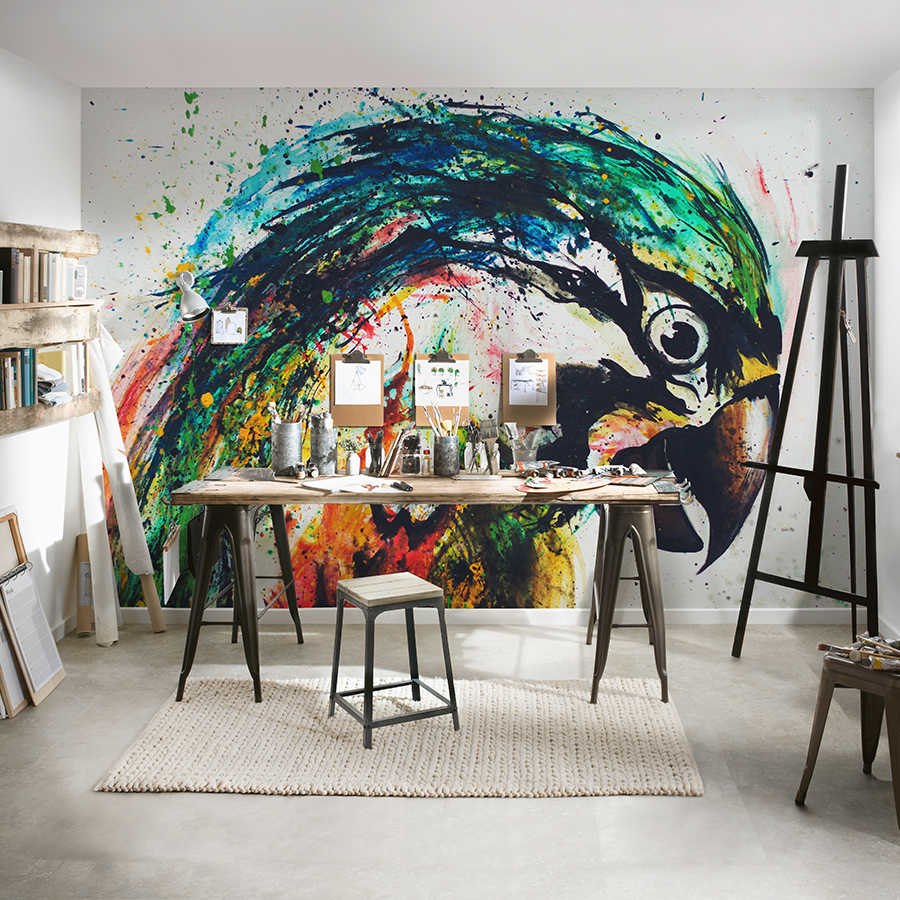 wandbild, atelier, künstlerarbeitsplatz, mural, farbenfroh