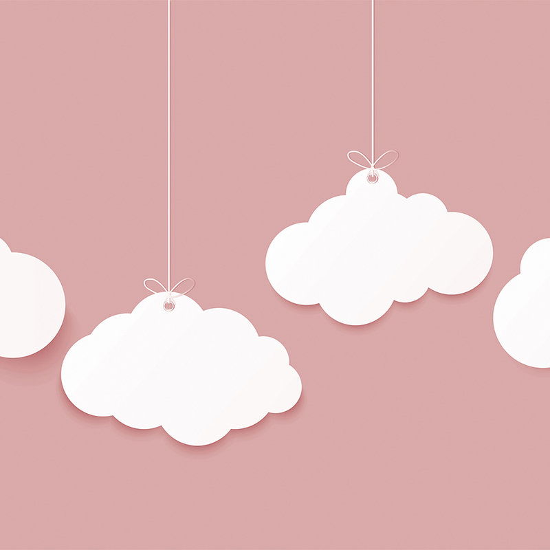         Kinderkamer Wolken Onderlaag behang - Roze, Wit
    