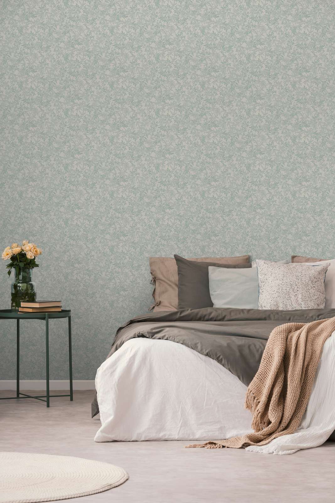             Vliestapete mit großflächigem Blätter Motiv matt – Grün, Weiß
        