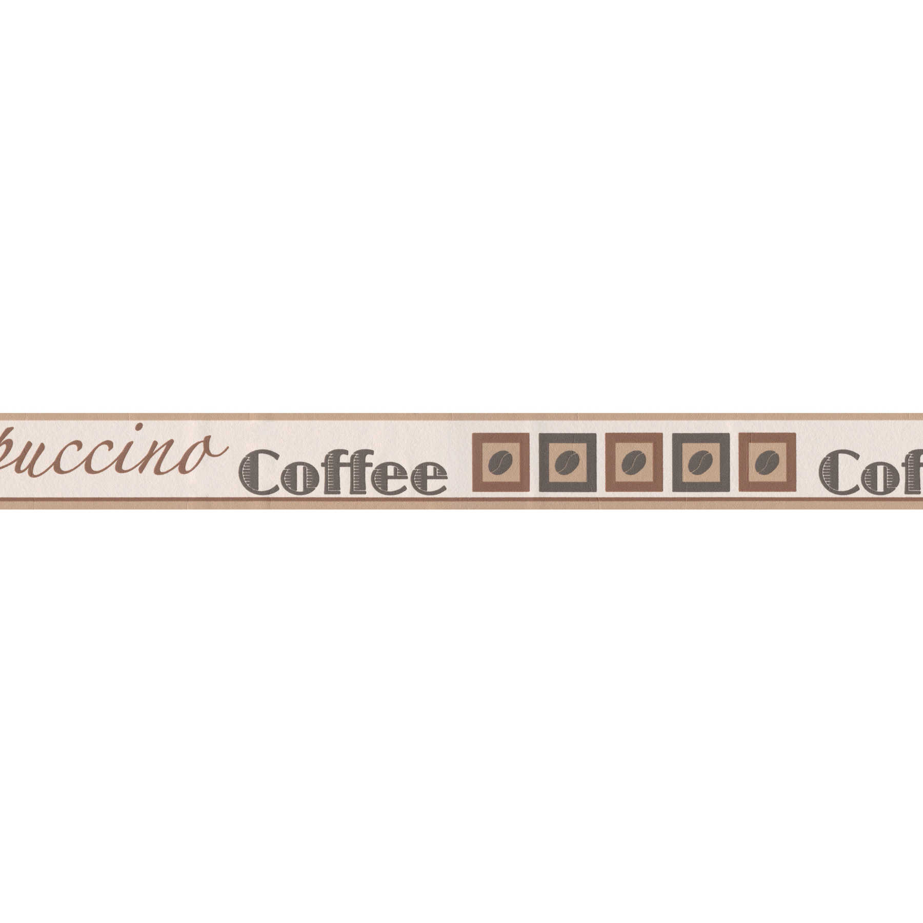         Border met koffiemotief en typografie voor de keuken - Bruin, Beige, Crème
    