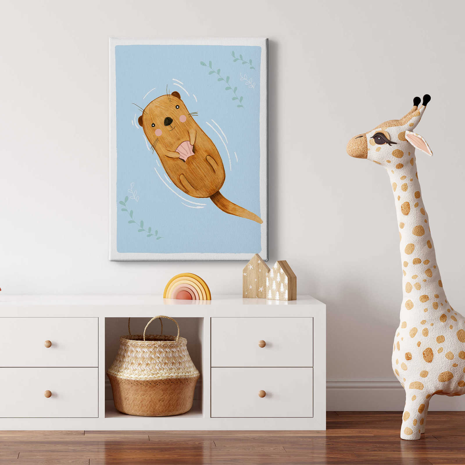             Loske Leinwandbild Kinder liegender Otter – 0,50 m x 0,70 m
        