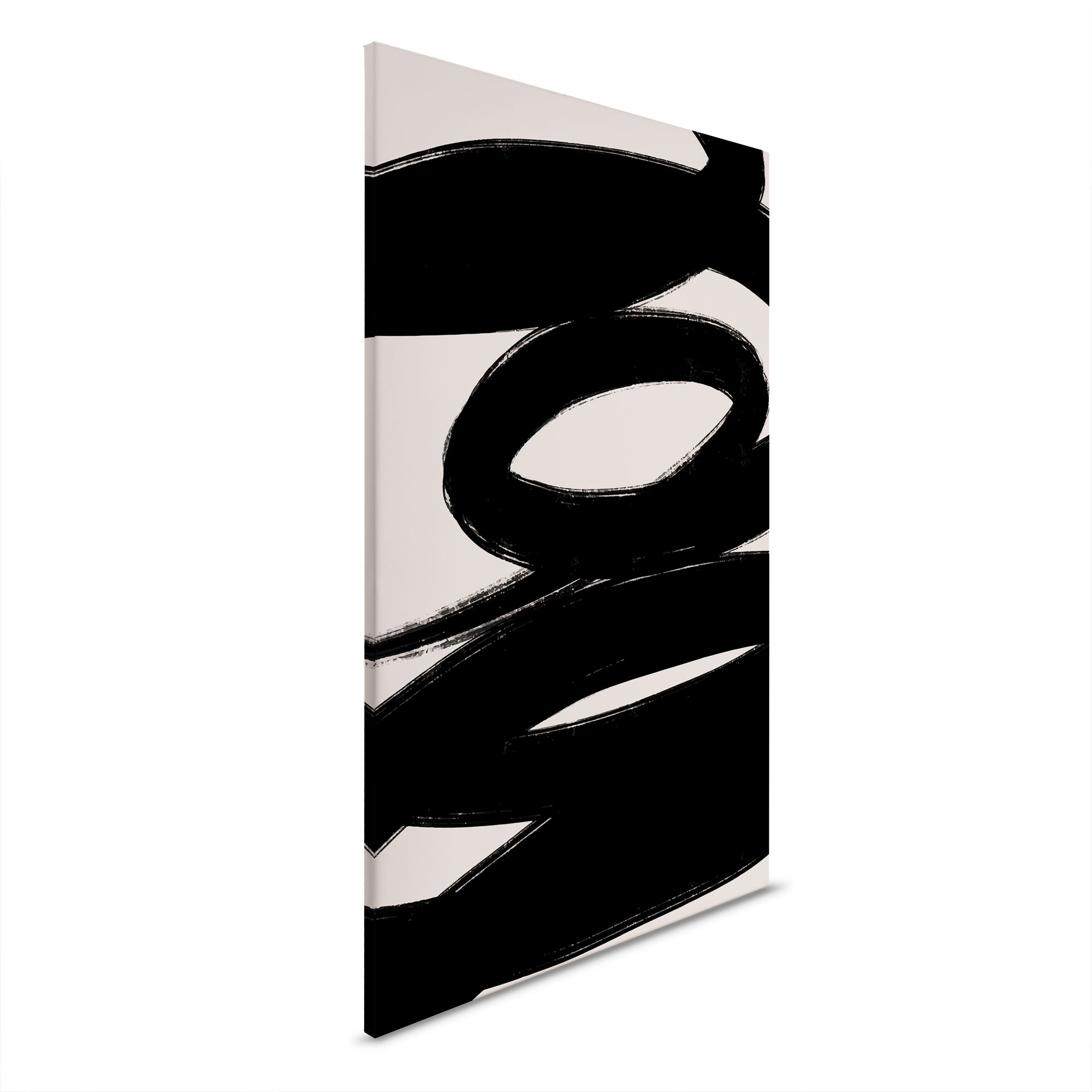         Leinwandbild abstrakte Schwarze Linien auf Beige – 30 x 45 cm - Creme, Schwarz
    