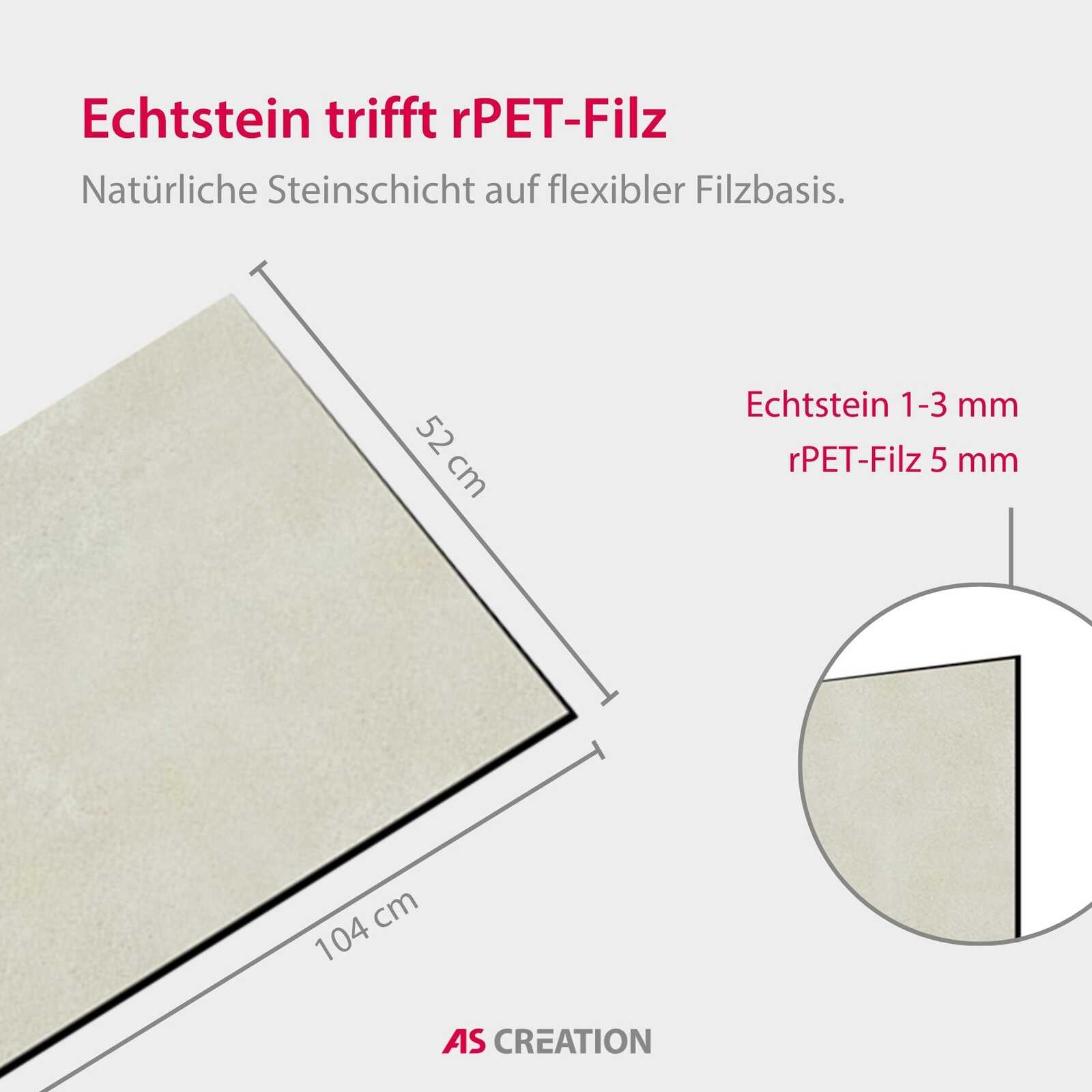 Echtstein, rPET-Filz, Naturstein, Filz, DIY-Platten