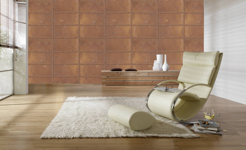 Sessel, Schaukelstuhl, Ledersessel, Beige, Wohnzimmer