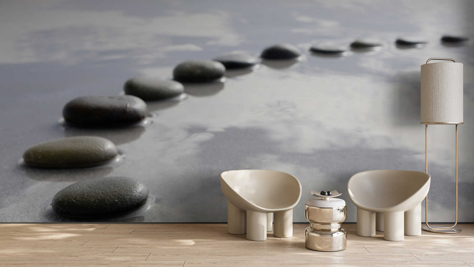 Steinweg, Steine, Wasserbild, Beistelltisch, Lampe
