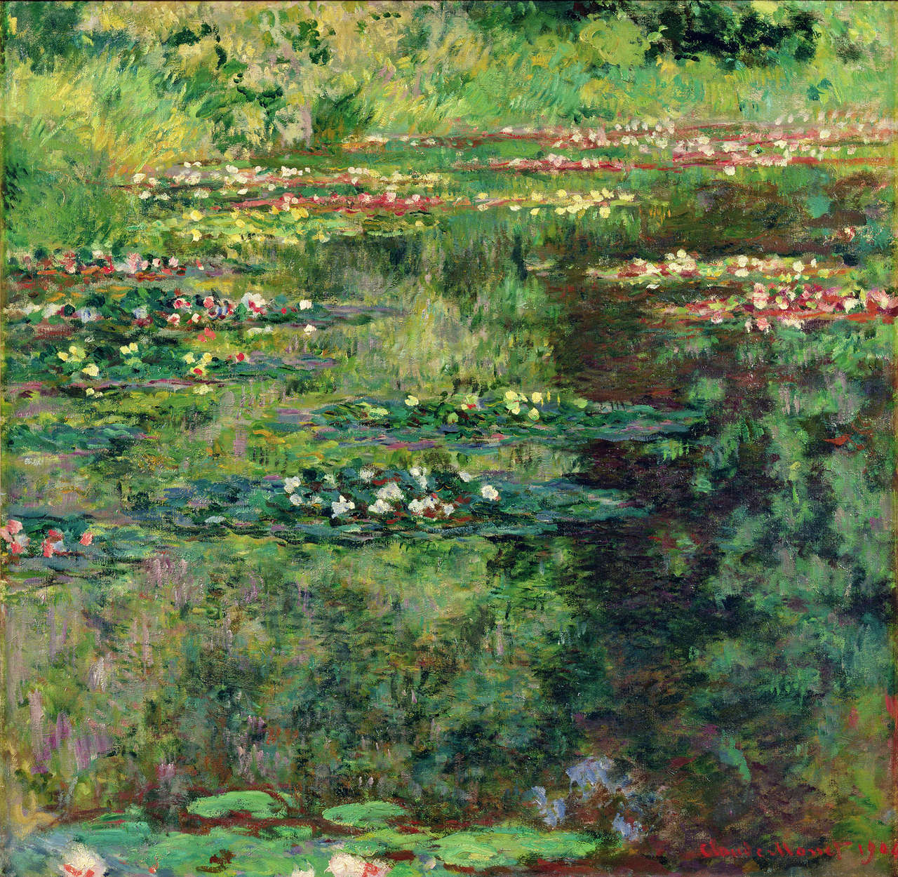 Impressionismus, Seerosenteich, Wasserlilien, Gartenmotiv, Ölmalerei