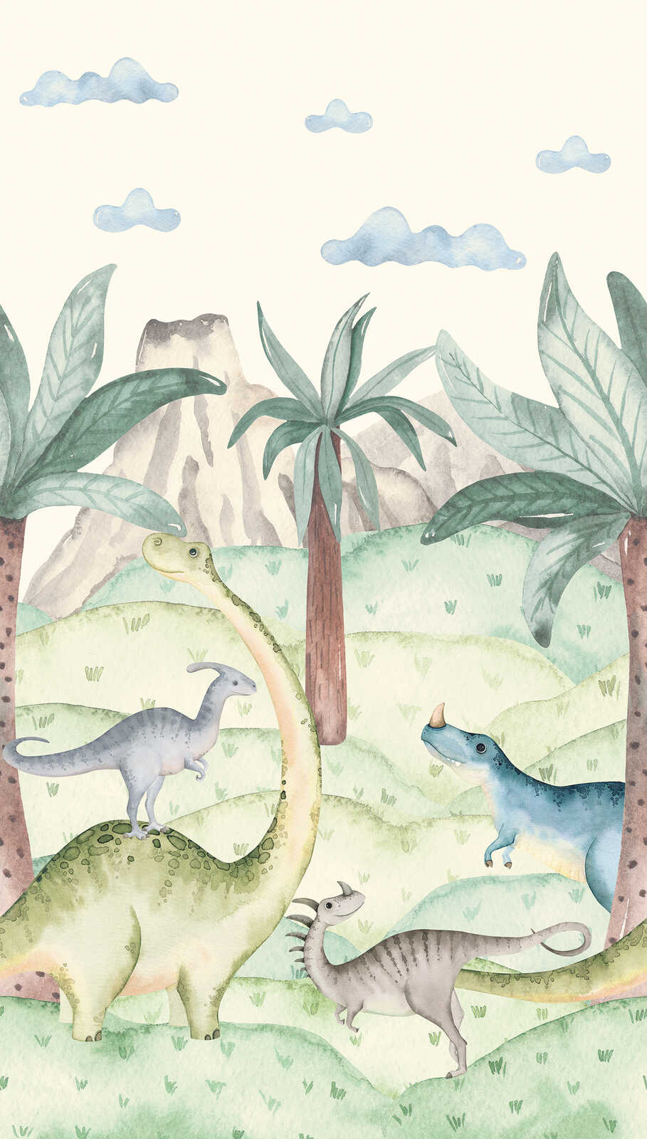 dinosaurier, prähistorisch, landschaft, palmen, außenwelt