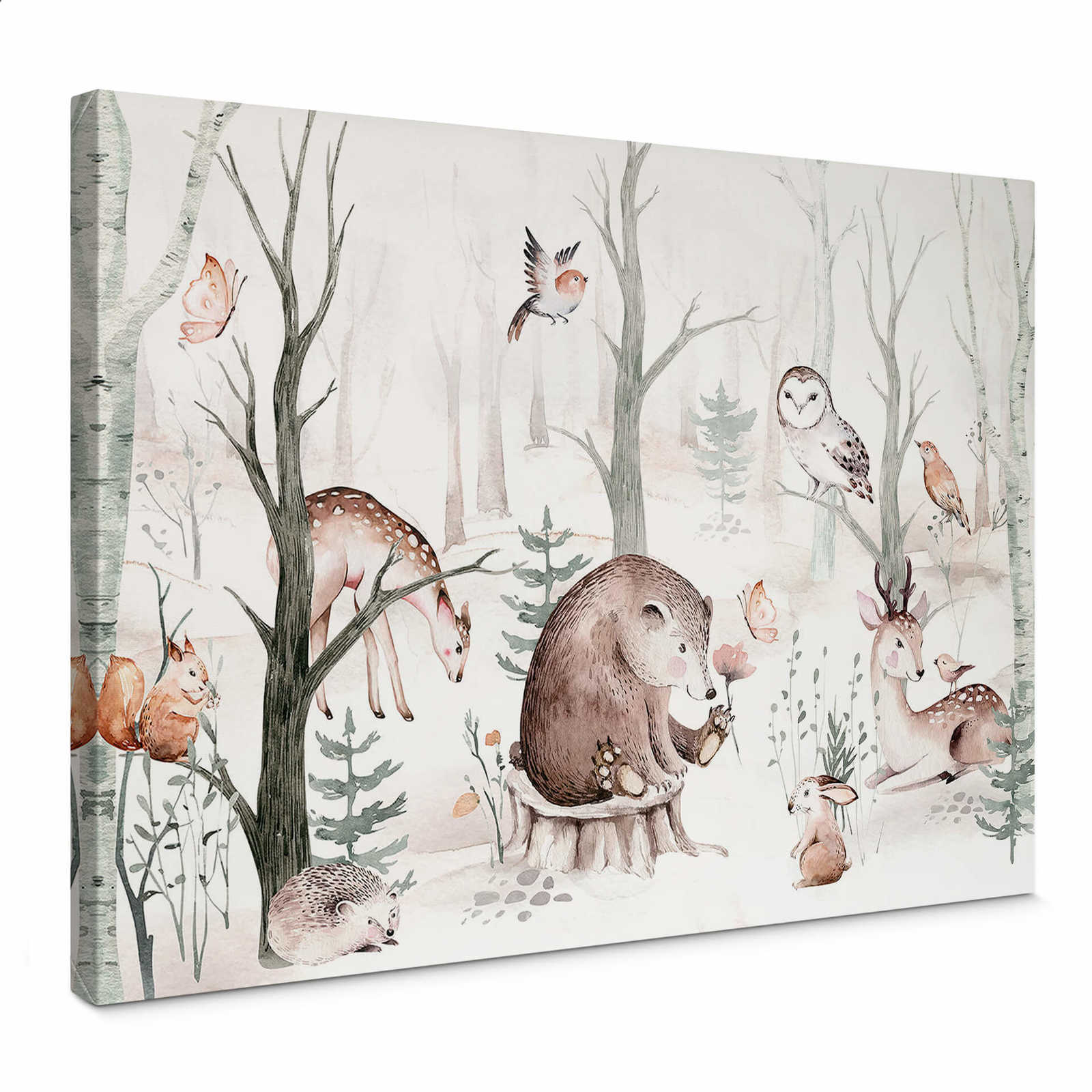             Canvas schilderij Bosdieren Aquarel Kind Motief door Kvilis - 0,70 m x 0,50 m
        