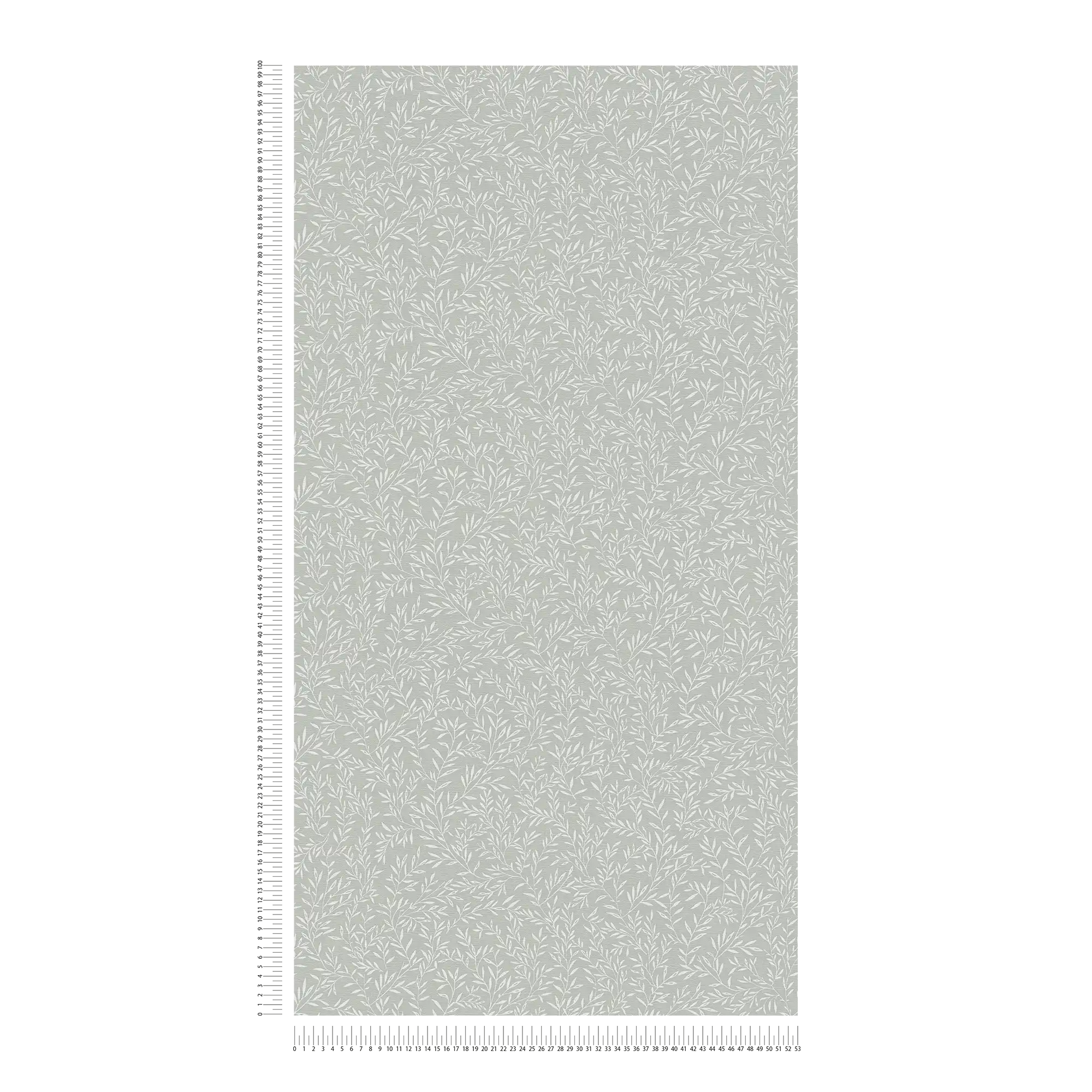             Tapete mit Blätterranken im Landhausstil – Grau, Weiß
        