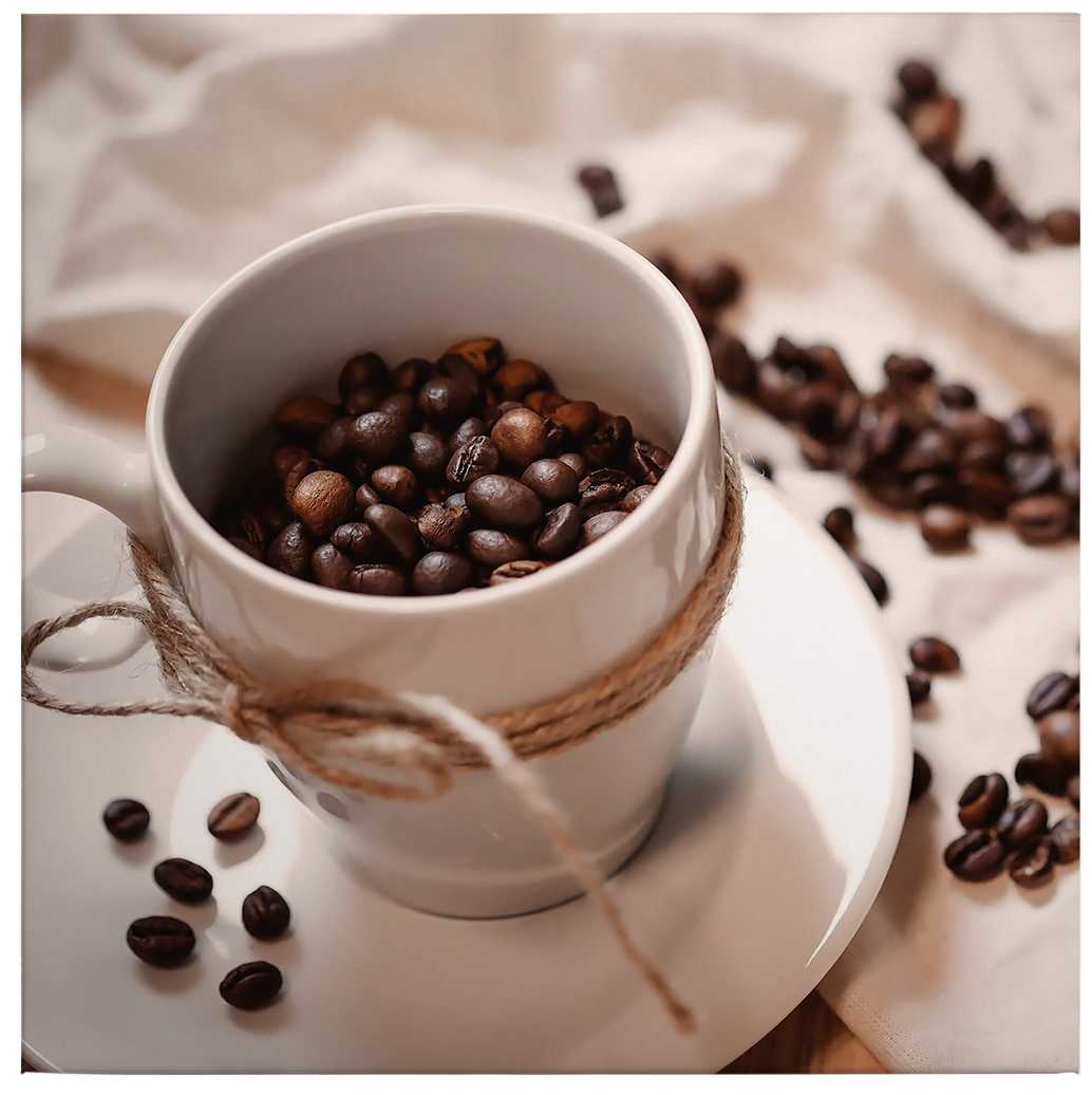             Quadratisches Leinwandbild Kaffee Tasse – 0,50 m x 0,50 m
        