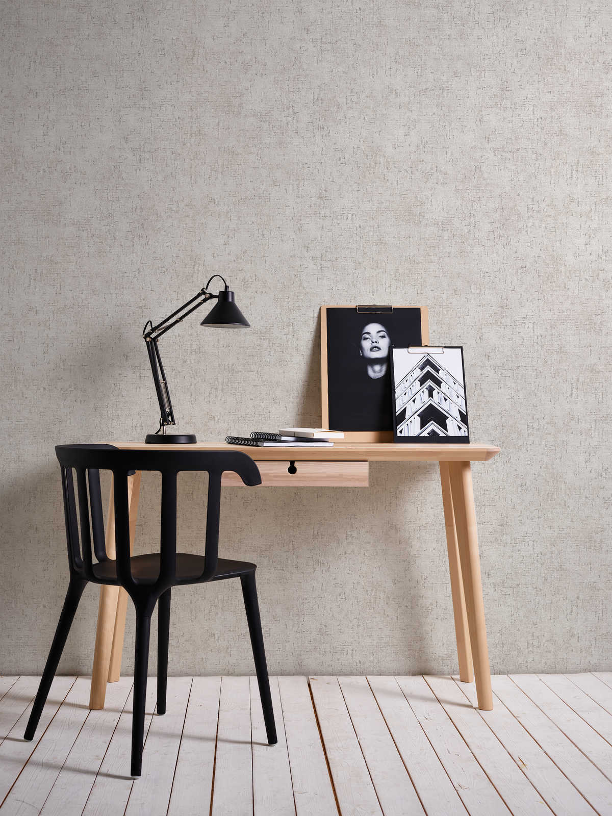 Vliestapete rustikale Putz-Struktur – Beige, Gold, Glänzend