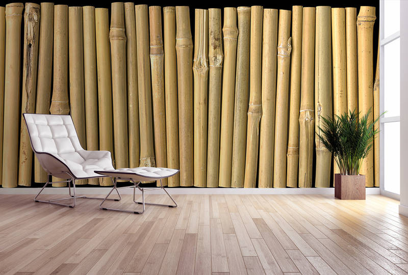             Exotische Bambus Fototapete – Vliestapete in 3D Optik mit Dschungel Flair – Beige, Braun
        
