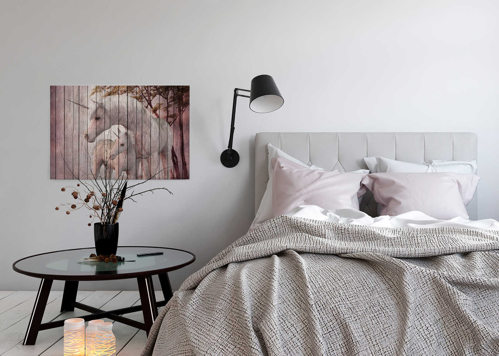             Fantasy 4 - Einhorn & Holzoptik Leinwandbild – 0,90 m x 0,60 m
        