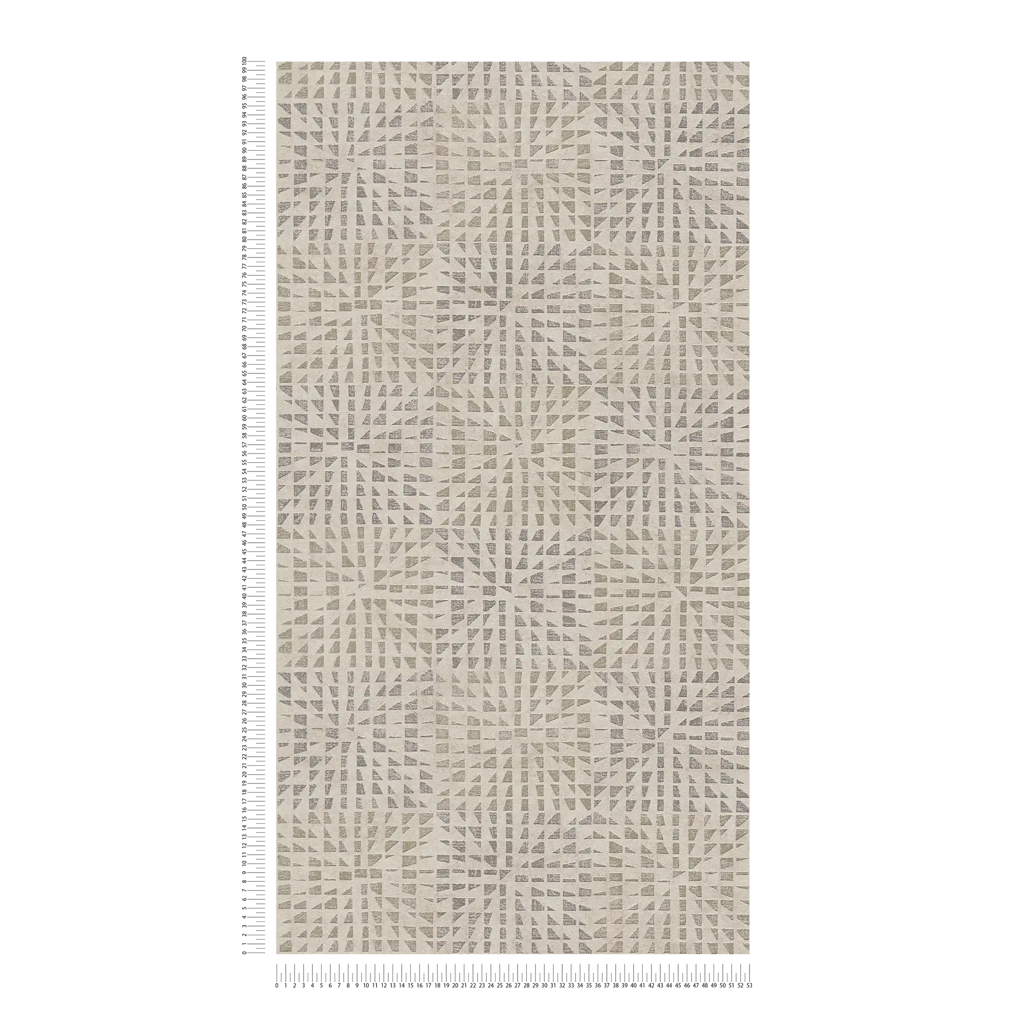             Ethno Tapete mit Strukturmuster & Mosaik-Effekt – Grau, Beige
        