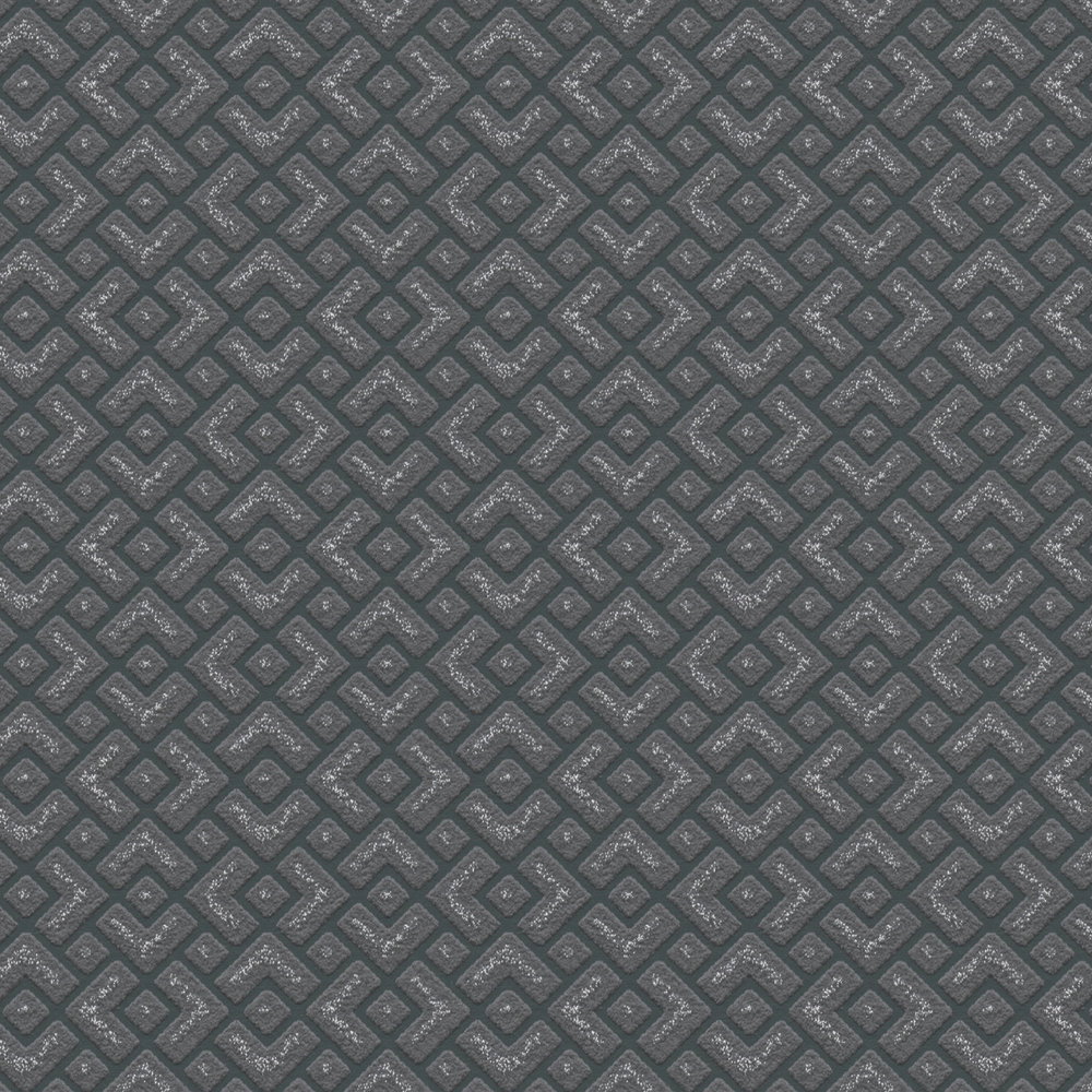             Tapete mit Metallic Akzent & Retro Muster – Schwarz
        