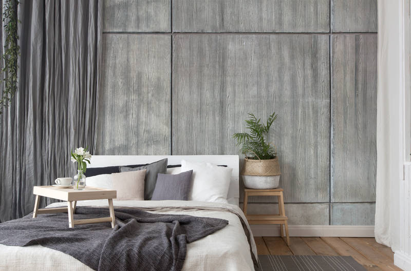 bett, betttisch, nachttisch, potted plant, wandpaneele