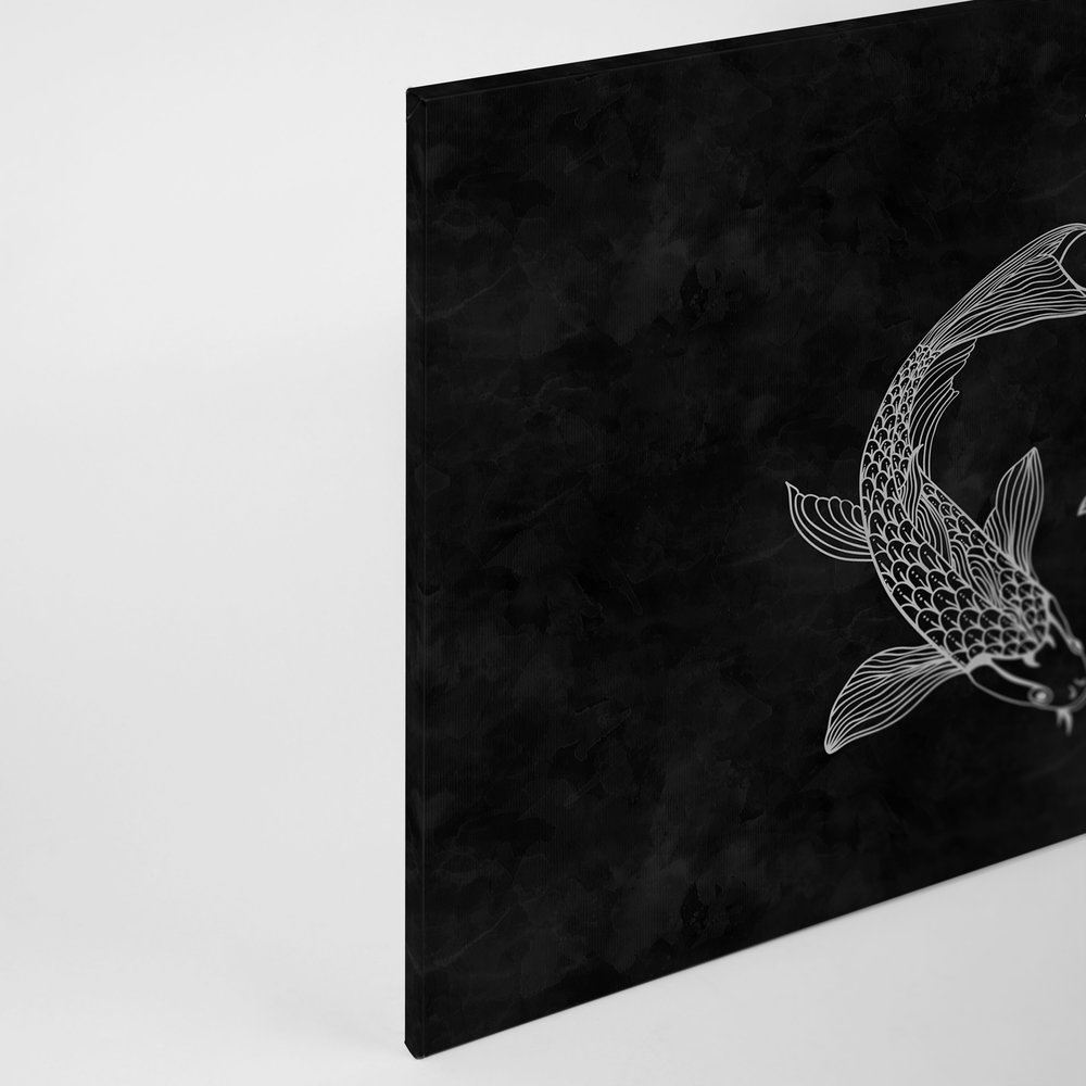Koi Leinwandbild Schwarz-Weiß im Kreidetafel-Look – 0,90 m x 0,60 m