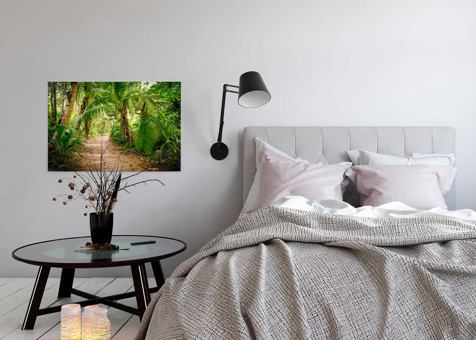             Leinwand mit Palmenweg durch eine tropische Landschaft – 0,90 m x 0,60 m
        