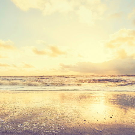 strand, meer, sonnenuntergang, wellen, sand