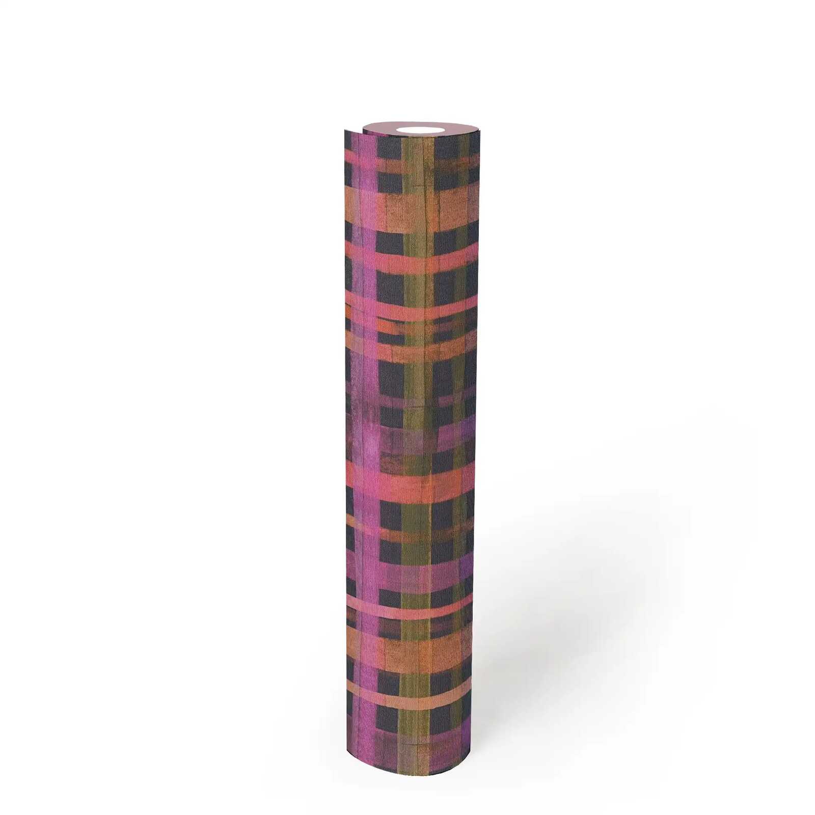Lightly textured non-woven wallpaper - lively chequered pattern