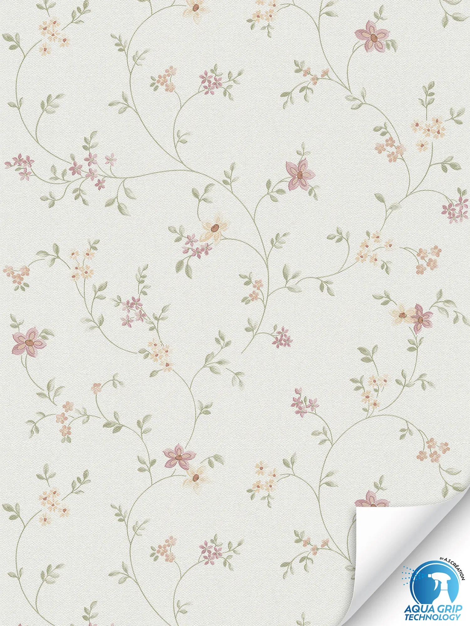         Plain non-woven wallpaper with a fine textile texture - Water. Fix. Ready. - Colourful, green, cream
    
