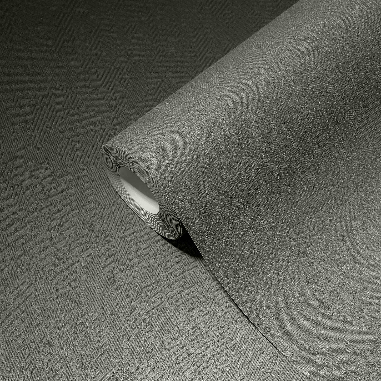         Non-woven wallpaper dark khaki plain, satin finish - grey
    