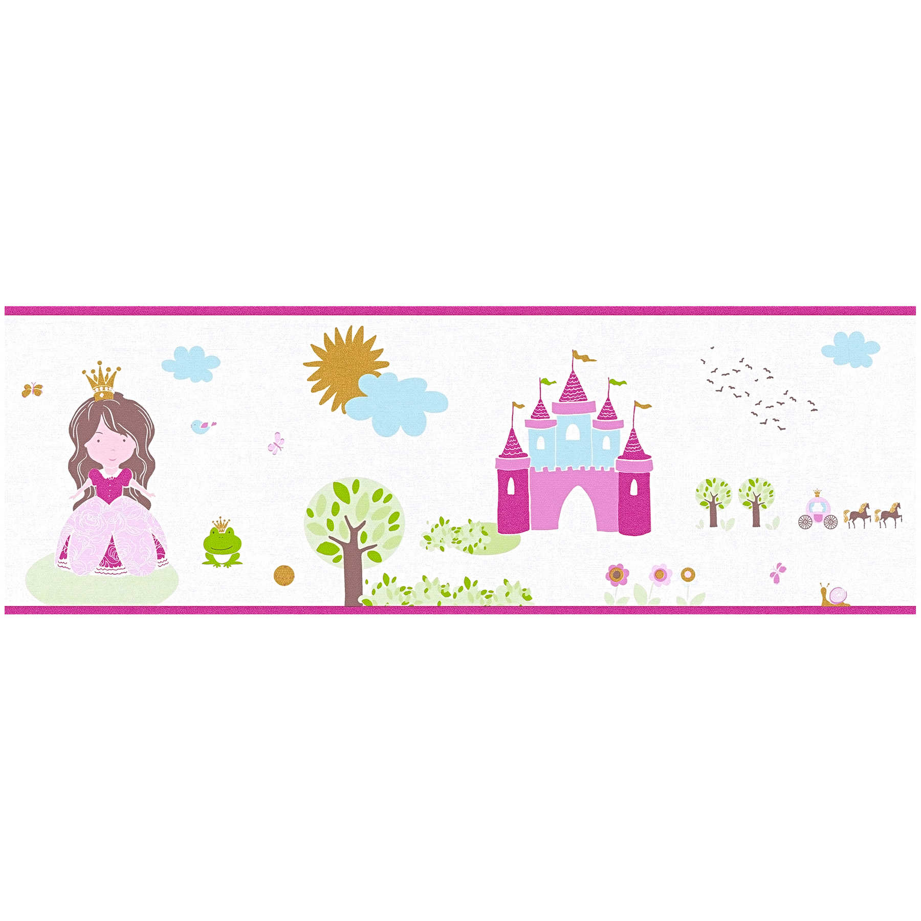         Wallpaper border Nursery fairy tale motif - colourful, white
    